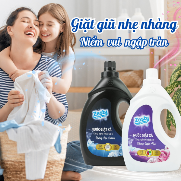 Nước giặt Zesty Clean 3.6 lít – Giặt sạch vượt trội - Lưu hương bền lâu