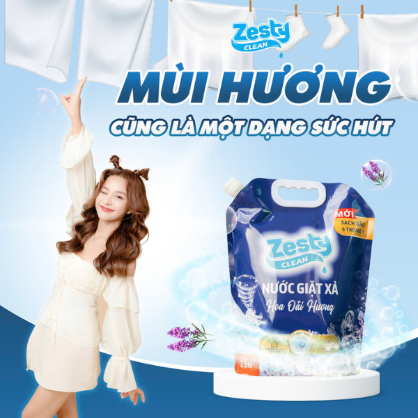 Nước giặt Zesty Clean Hương Hoa oải hương Túi 3.6kg – Sạch Sâu - Thơm Lâu - An Toàn