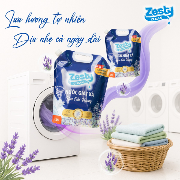 Nước giặt Zesty Clean Hương Hoa oải hương Túi 3.6kg – Sạch Sâu - Thơm Lâu - An Toàn