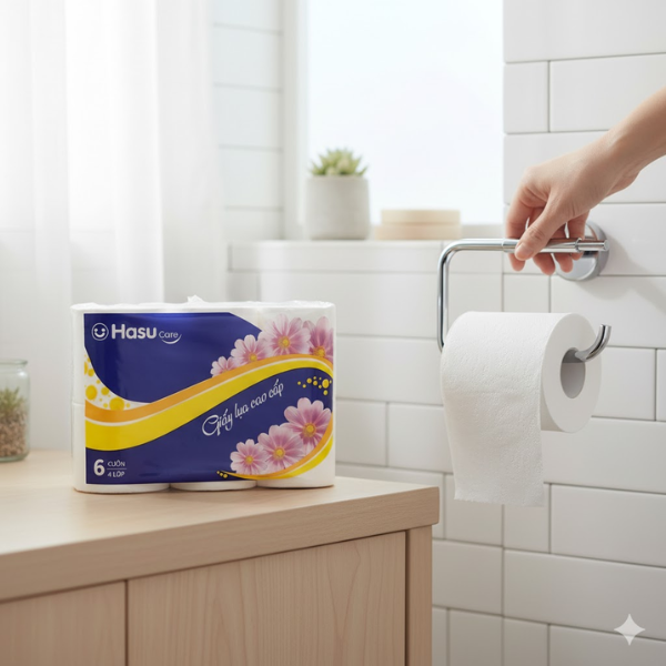 Giấy vệ sinh Hasu ( Không lõi ) – Gói 6 cuộn tiện dụng - Mềm mịn, an toàn