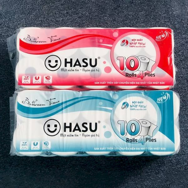 Giấy vệ sinh Hasu không lõi – Gói 10 cuộn - Giấy dai, mềm, an toàn