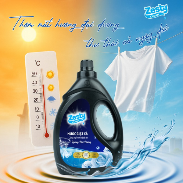 Nước giặt Zesty Clean 3.6 lít – Giặt sạch vượt trội - Lưu hương bền lâu