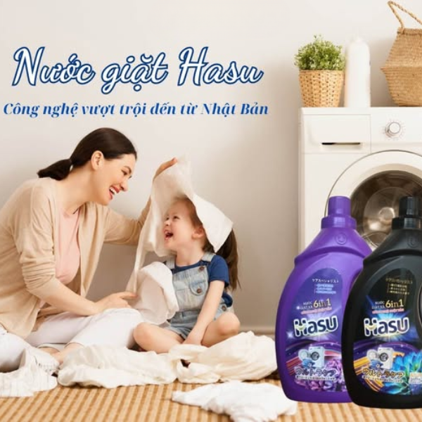 Nước giặt Hasu 6in1 công nghệ Nhật Bản 3.6 Lít – Sạch sâu, thơm lâu, mềm vải vượt trội