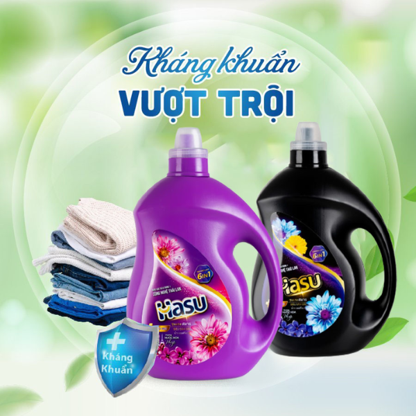 Nước giặt Hasu 6in1 công nghệ Nhật Bản 3.6 Lít – Sạch sâu, thơm lâu, mềm vải vượt trội