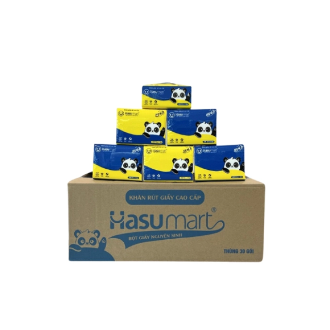 Khăn giấy rút Gấu Hasu cao cấp – Gói 300 tờ mềm mịn an toàn