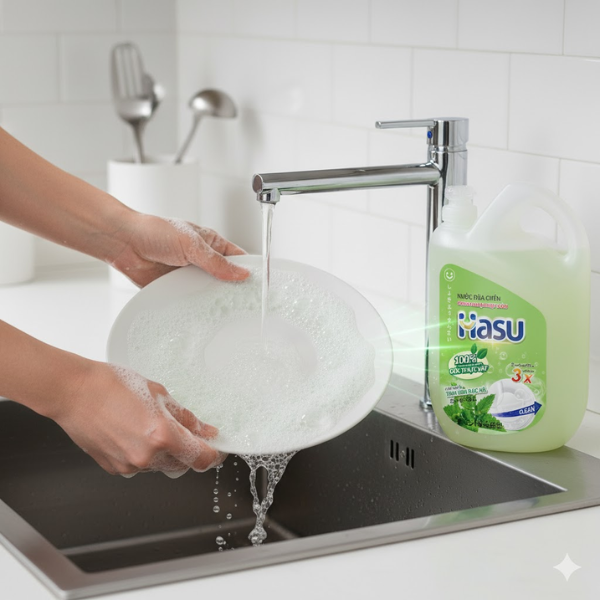 Nước rửa chén HASU hương Bạc Hà 2.1kg – Đậm đặc – Sạch dầu mỡ – Dịu nhẹ cho da tay – Hương bạc hà mát lạnh